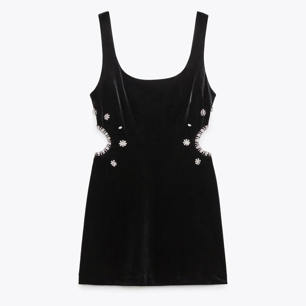 Velvet Rhinestone Mini Dress - Picture 4 of 4